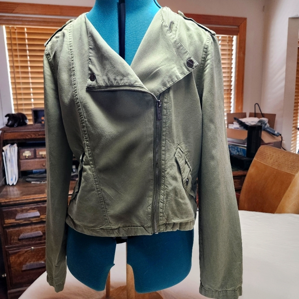Sanctuary Crafted & Tailored LA Moto Jacket Military Olive Drab Womens Medium
